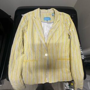 Draper James Yellow and White Striped Blazer